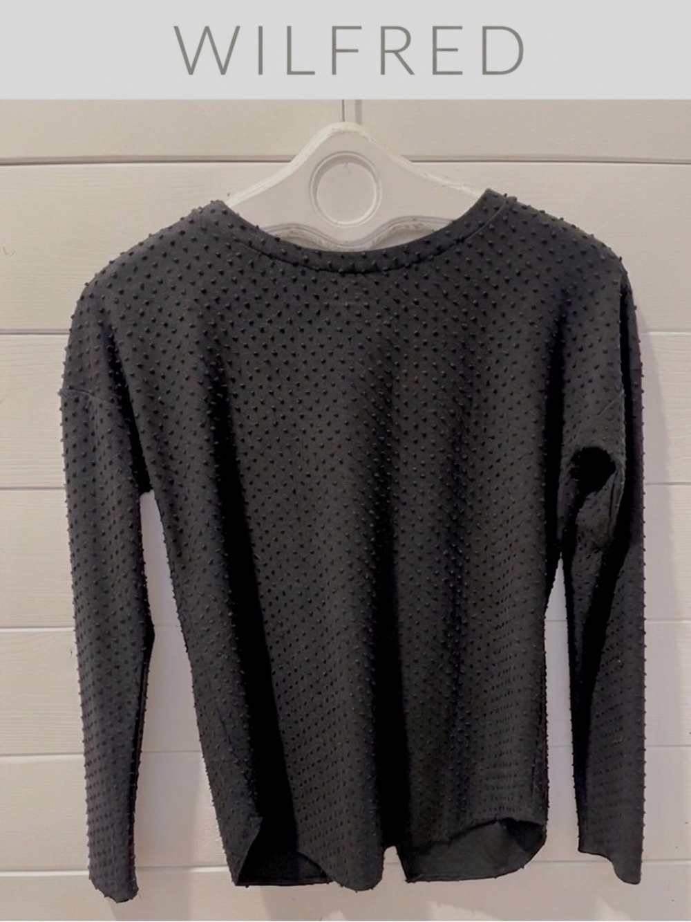 Black textured long sleeve top by Wilfred, size XS.